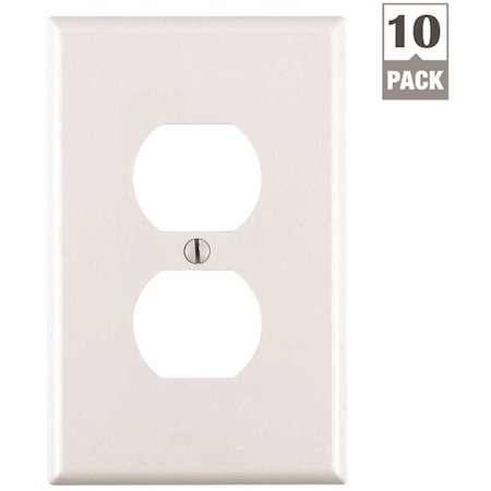 Leviton 1-Gang White Midway Duplex Outlet Nylon Wall Plate, 10PK M52-00PJ8-0WM